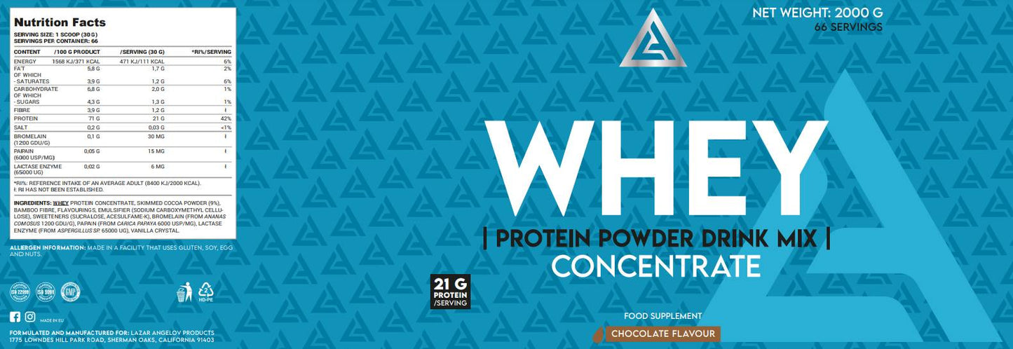 Lazar Angelov Nutrition LA Whey Protein Concentrate | Premium Drink Mix